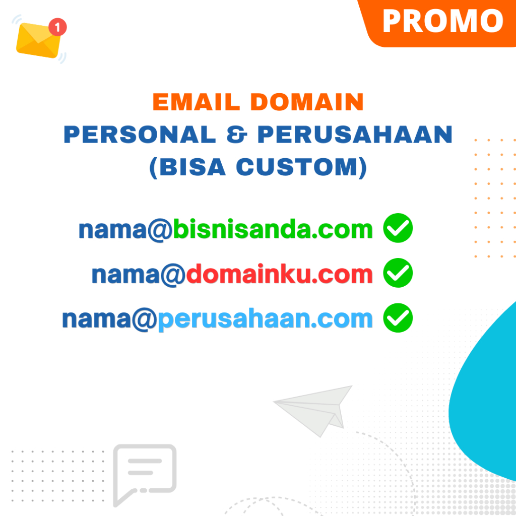 Akun Email Bisnis Profesional – Custom Nama Email, Domain .COM/.NET/.ORG