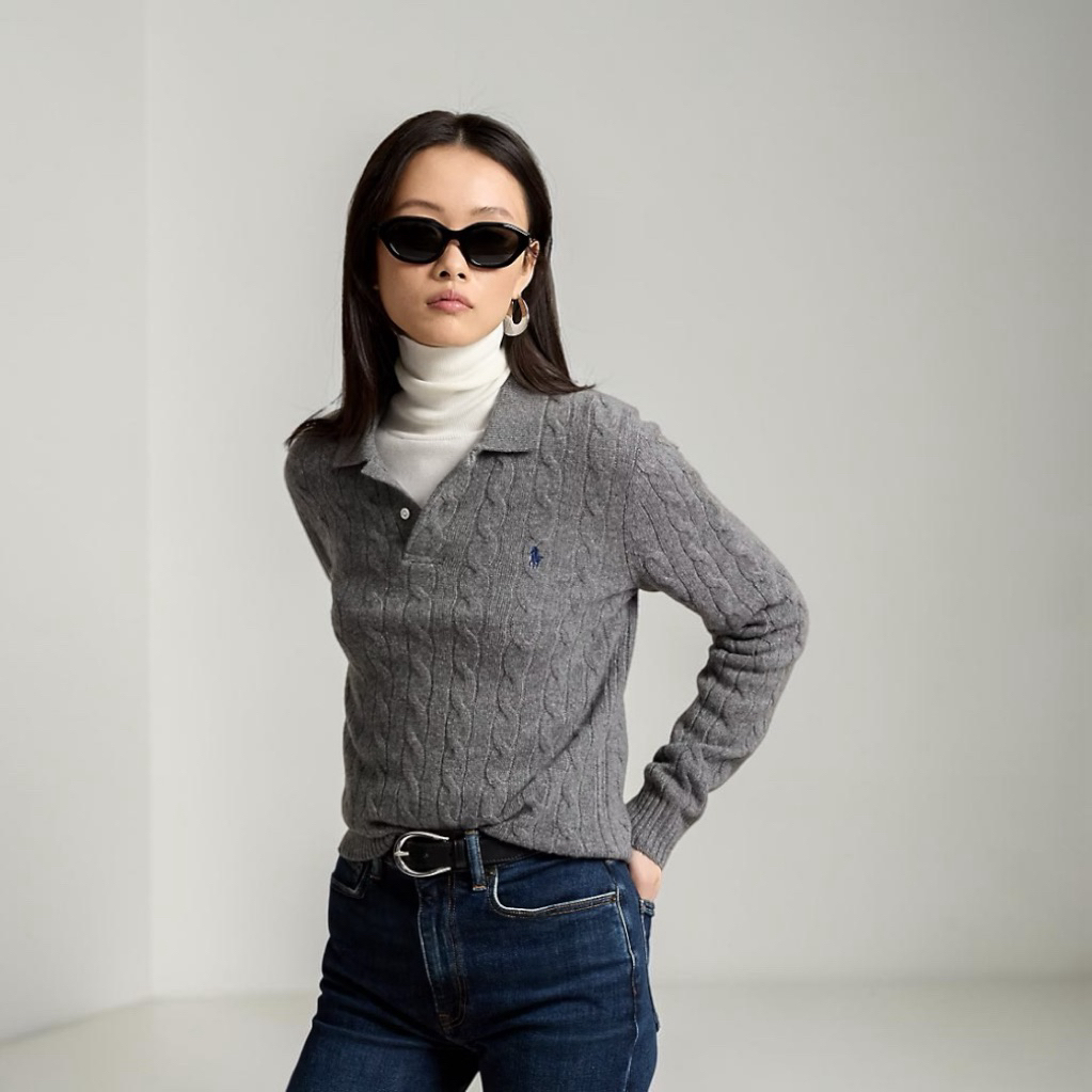 Cable-Knit Wool/Cashmere Polo Jumper knit Polo Ralph Lauren