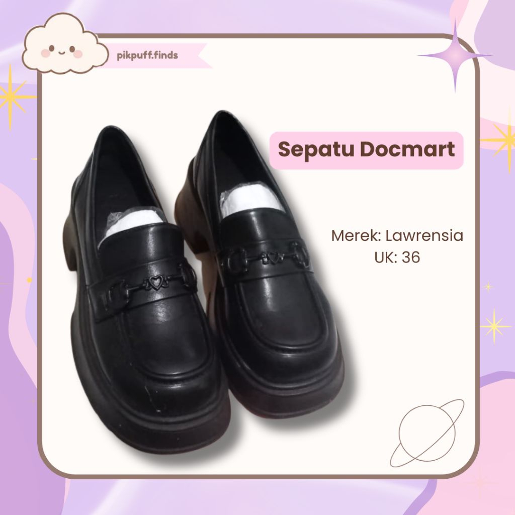 preloved sepatu docmart premium cute hitam glossy sepatu docmart Lawrensia asli