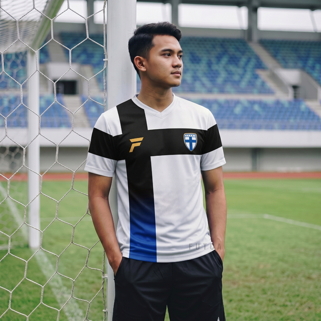 Jersey Finlandia Timnas Negara Bola Baju Kaos Custom Nama dan Nomor Punggung - 236