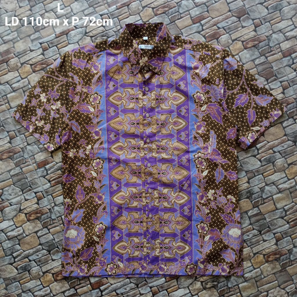 Kemeja Batik pria full motif bahan katun size M preloved original