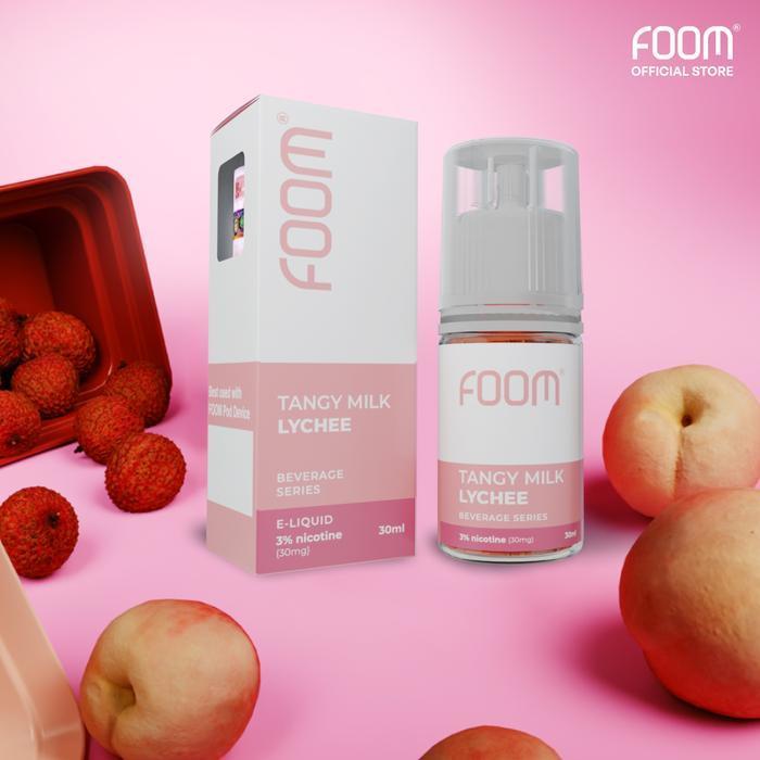 Liquid Vapor Vape - Foom Liquid Tangy Milk Lychee, ori, Peach30mg 30ml