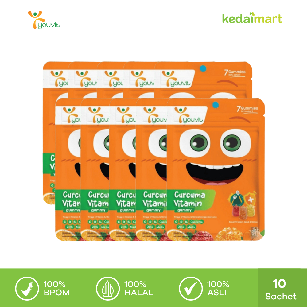 Youvit Curcuma & Vitamin 7 Hari Anak Box Isi 10 Sachet