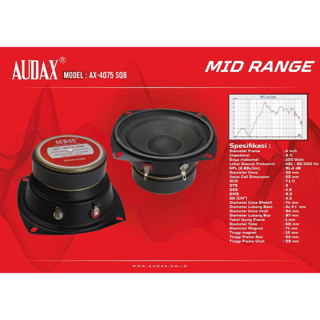 MID RANGE Speaker AUDAX 4 INCH AX 4075 SQ8 / AX4075SQ8 - MID RANGE
