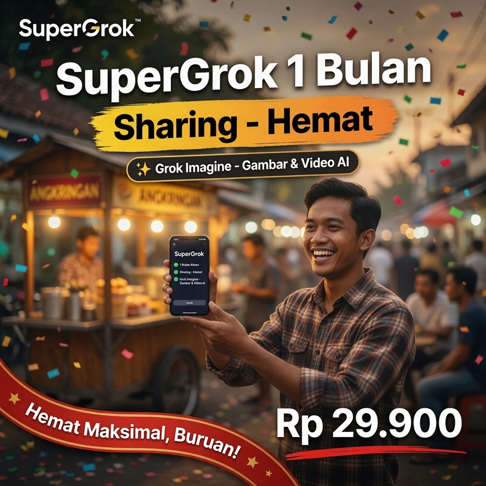SuperGrok 1 Bulan Sharing - Akun Bersama Hemat - Grok 4 AI Premium DeepSearch Imagine Voice - Garans