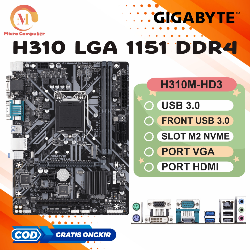 Mobo Mainboard Motherboard H310 Soket LGA 1151 DDR4