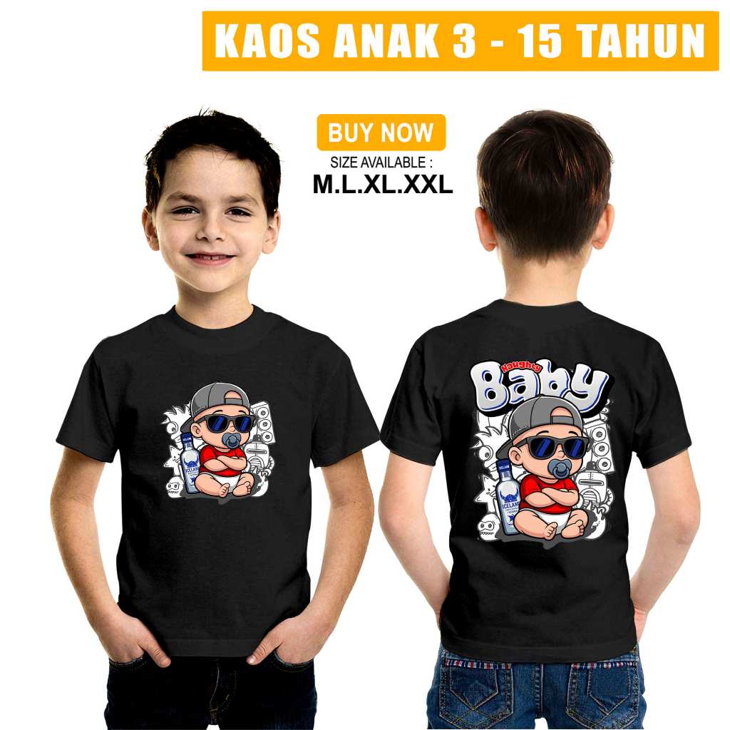 Kaos Iceland Vodka Baby Naughty / Baju Distro Iceland Vodka / Pakaian Anak Pria Dan Wanita / Atasan