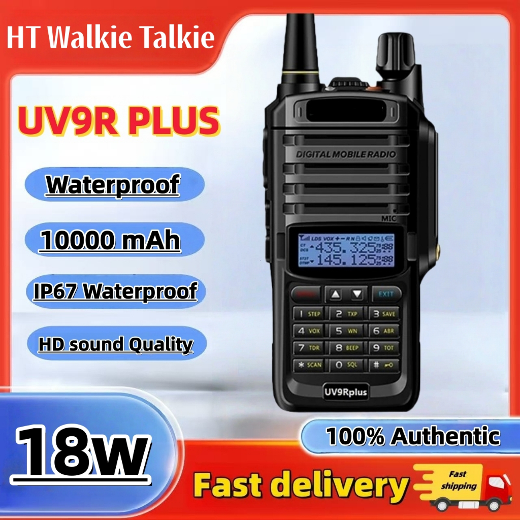 HT Walkie Talkie UV9Rplus 18watt IP67 Waterproof Dual Band VHF/UHF Handy Talkie Radio 15KM Komunikas