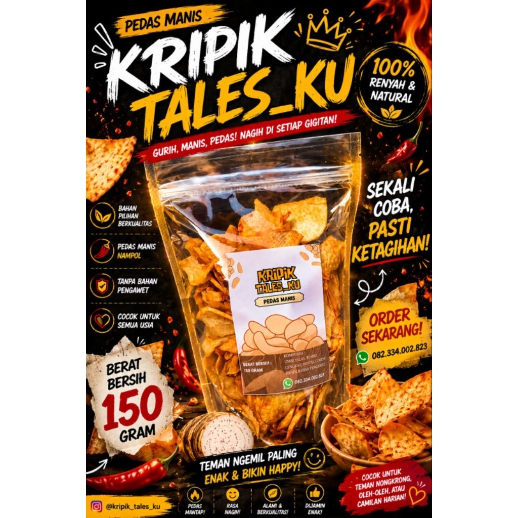 keripik talas pedas manis