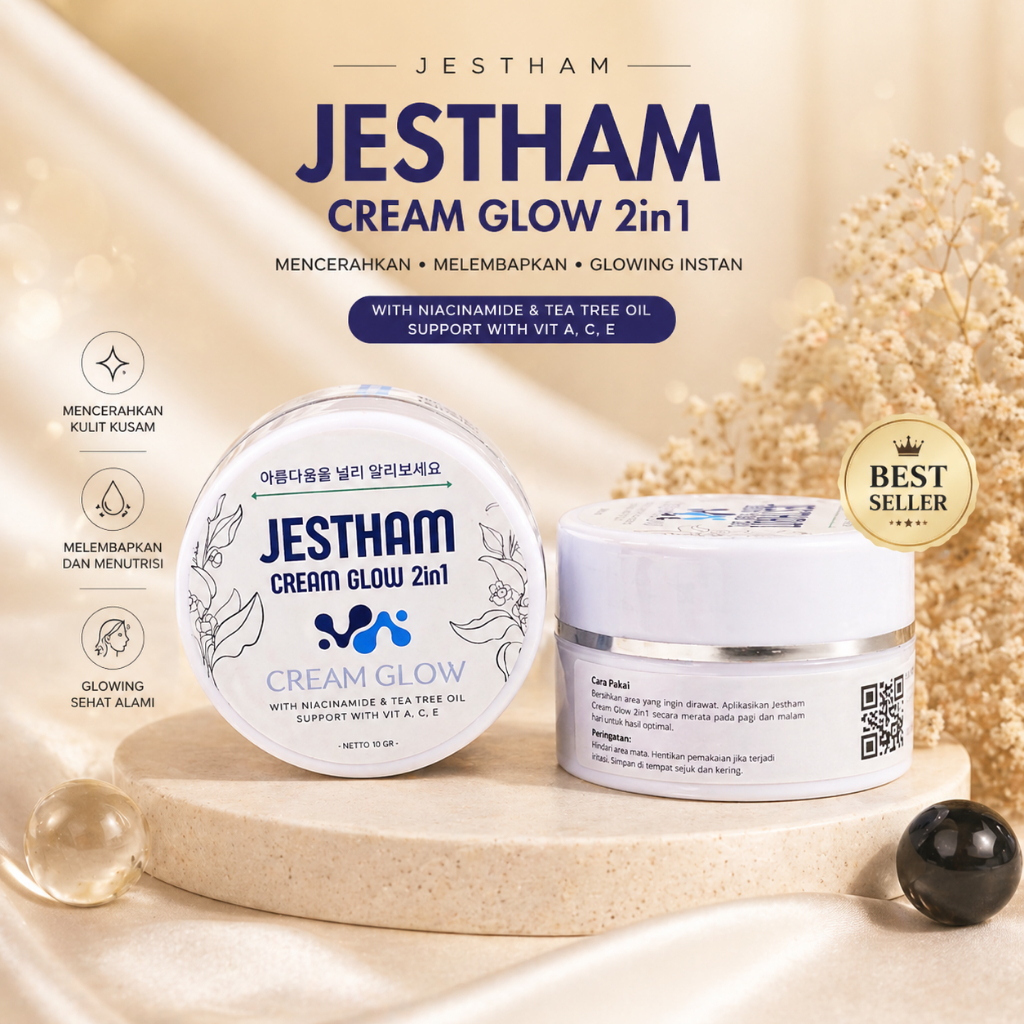 Jestham Cream Glow 2in1 Mencerahkan Kulit Melembapkan & Glowing Instan | Tranexamic Original BPOM