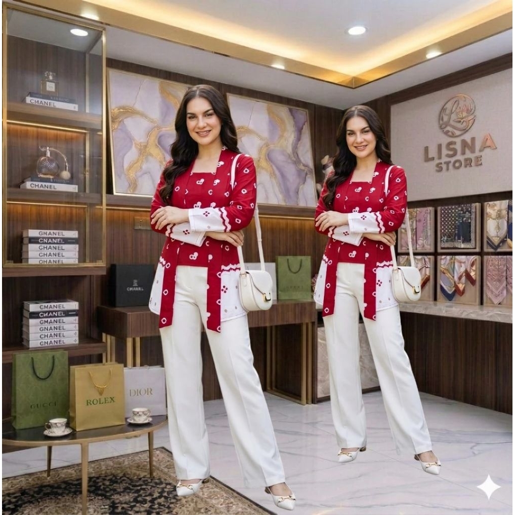 Atasan Kebaya Kutu Baru Jumputan Merah Putih Kebaya Modern