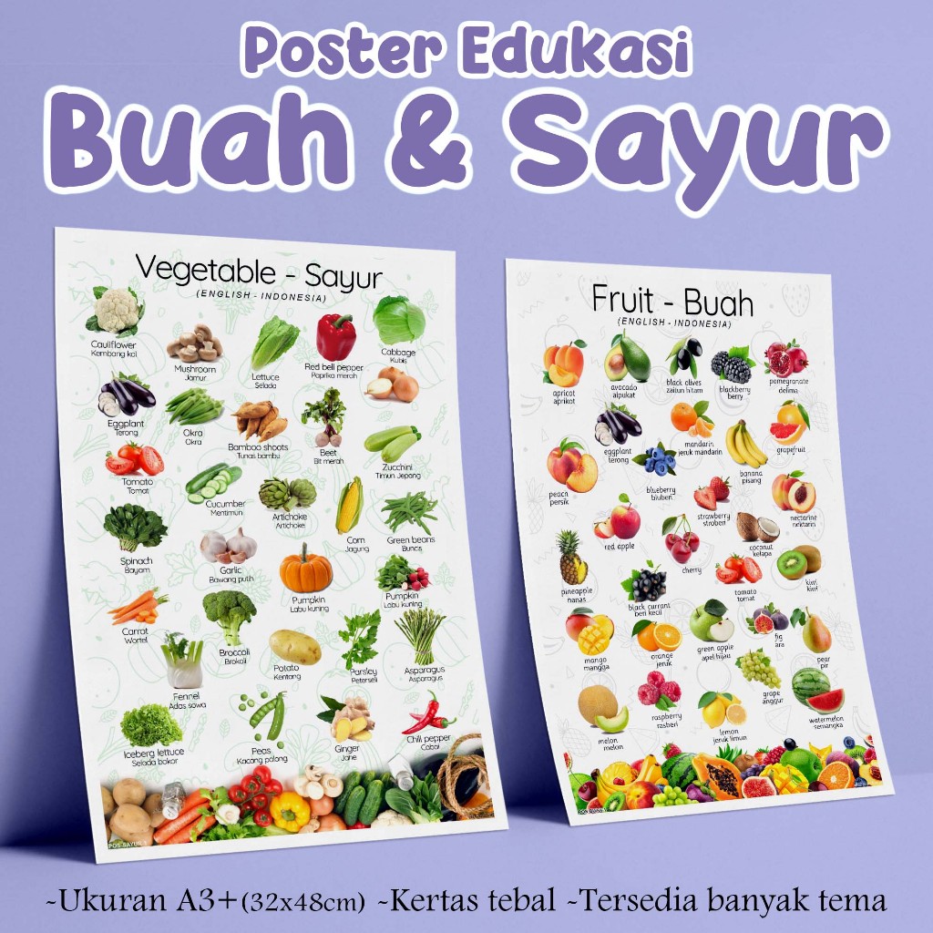 Poster Edukasi BUAH dan Sayuran - Poster edukasi buah, fruits vegetables