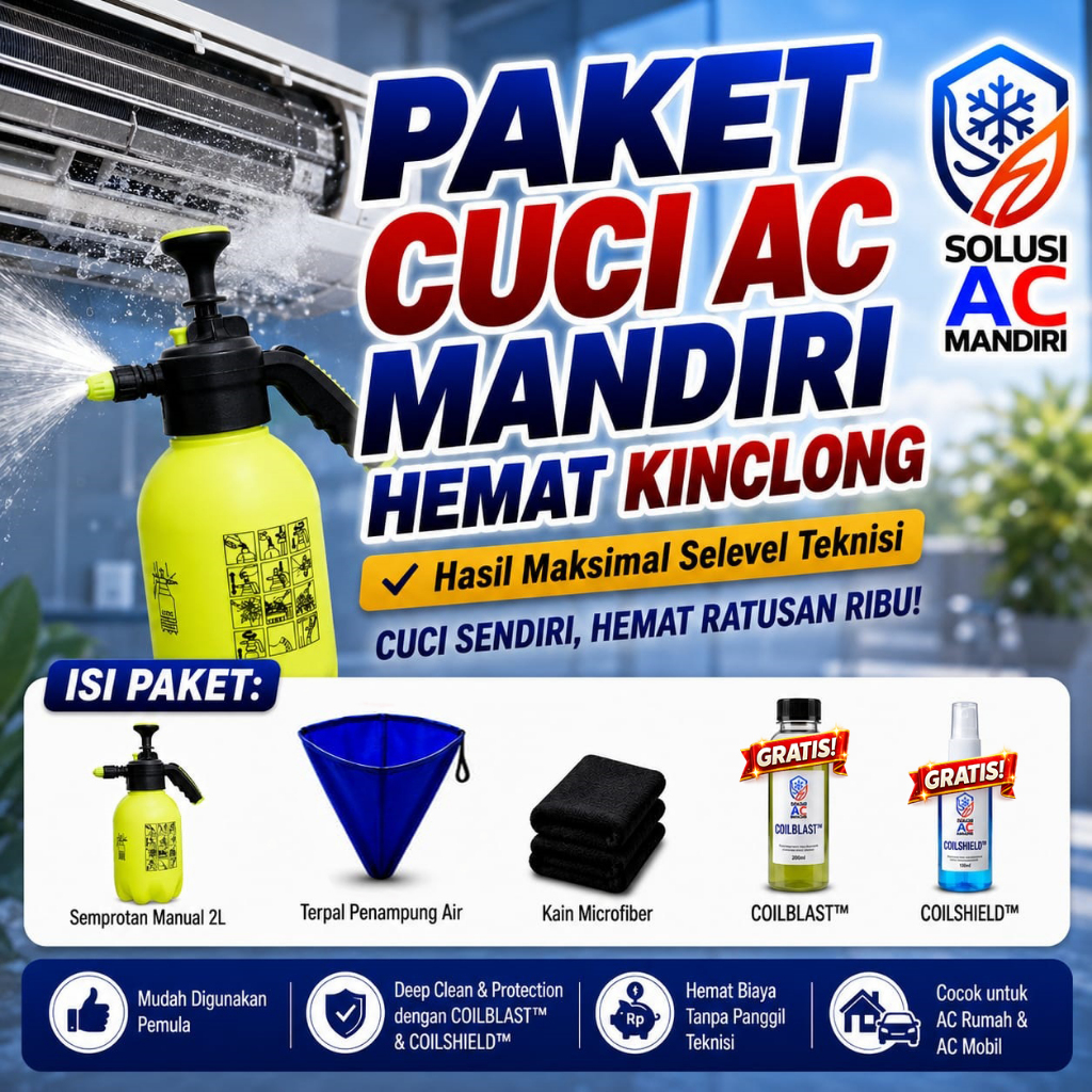 Alat Cuci AC Rumah 1 Set Komplit Paket Pompa Manual Tanpa Listrik