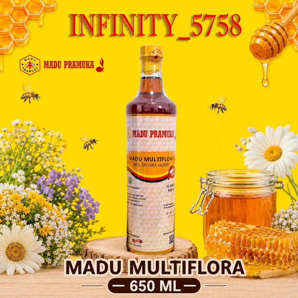 MADU PRAMUKA MADU MULTIFLORA 650 ML (MADU ASLI)