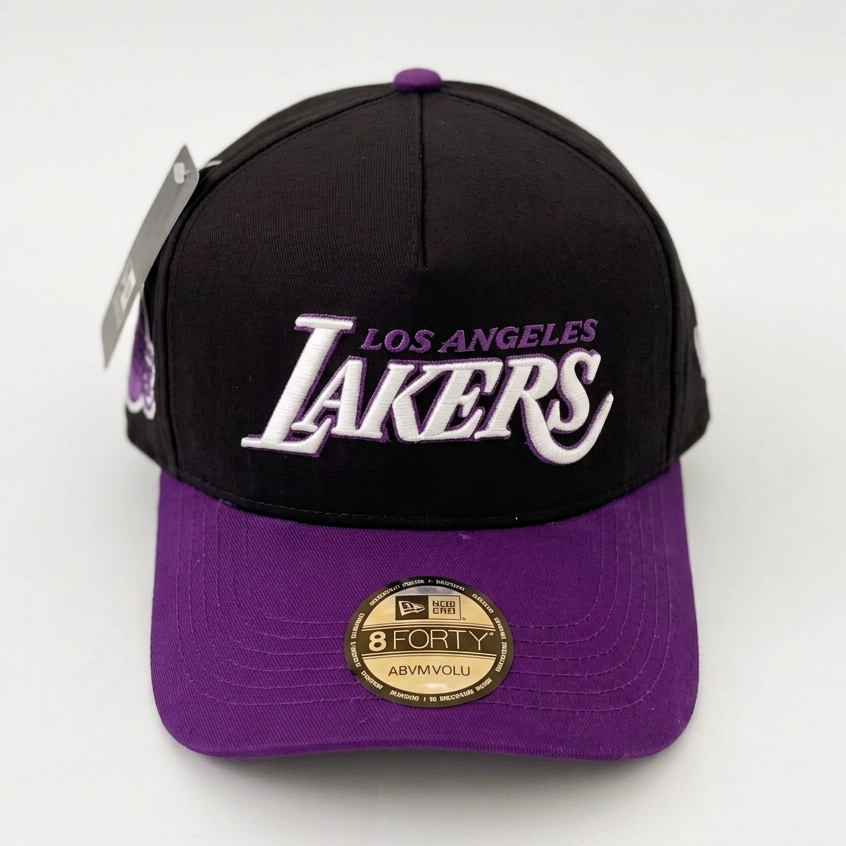 Topi Baseball Los Angeles Lakers Original Model - Topi Basket Los Angeles Lakers Hitam Ungu Premium