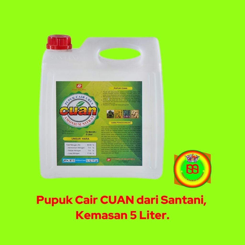 Pupuk Cair Urea Cuan dari Santani, kemasan 5 Liter.