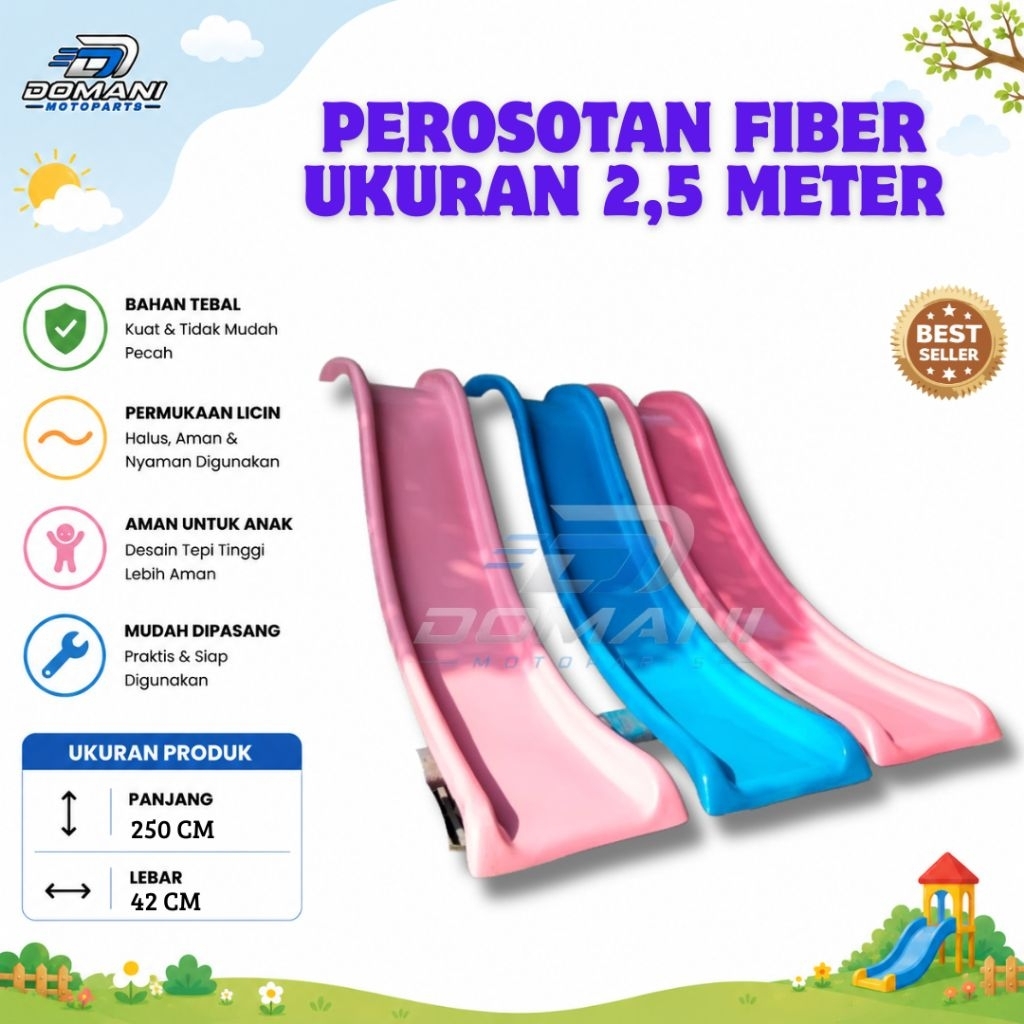 Perosotan Taman Bermain Perosotan Anak Fiberglass 2 Meter Tebal Kuat Berkualitas | Perosotan Playgro