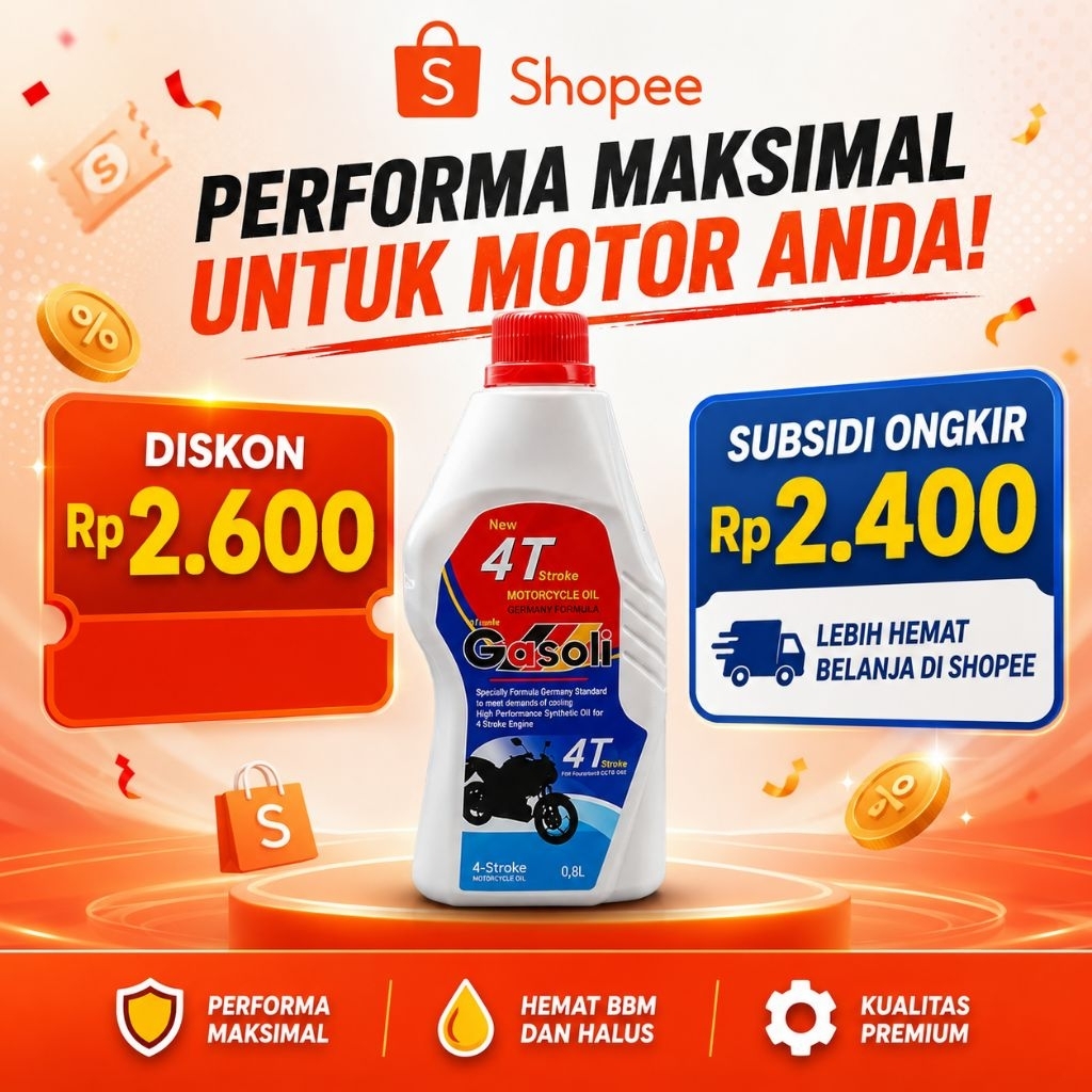 Oli Gasoli 4T Stroke SAE 20 W50 0,8 Litter (Motor Sport)