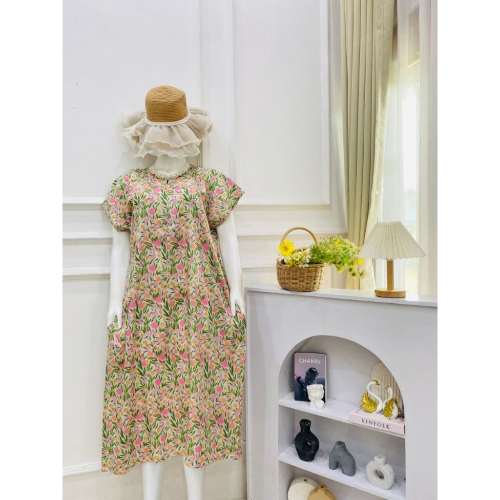 Daster Hebel Daster busui adem rayon premium daster motif daster ibu hamil Resleting depan panjang .