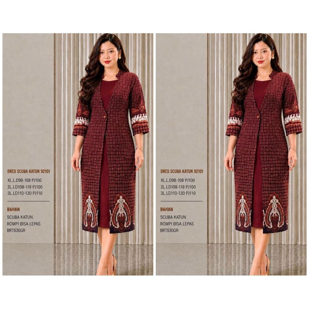 DRESS SCUBA MOTIF BATIK PREMIUM