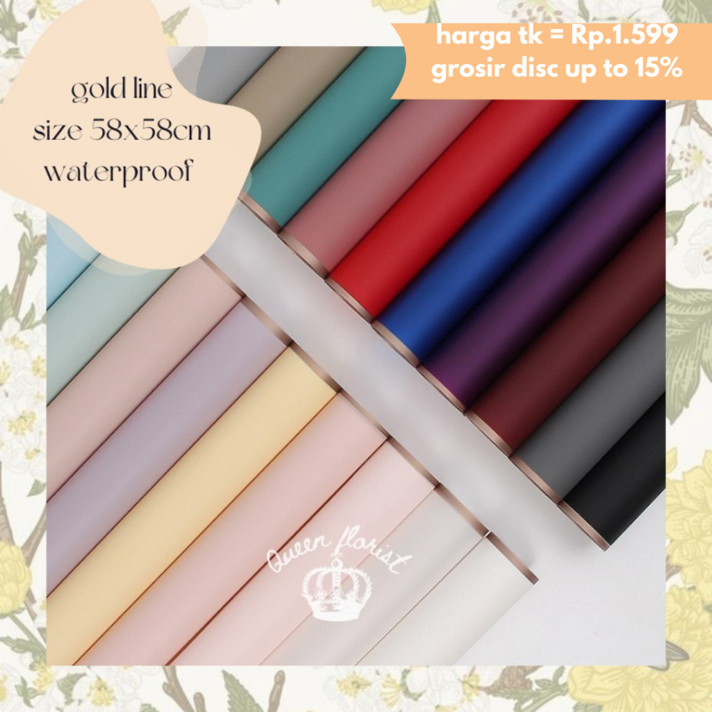 GOLD LINE FLOWER WRAPPING COLOR TRANSPARENT CELLOPHANE KERTAS BUNGA HAND BOUQUET PEMBUNGKUS BUKET KE