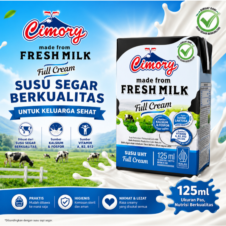 HARGA GROSIR Cimory susu uht 1 dus 125ml isi 40 full cream coklat stroberi marie biskuit