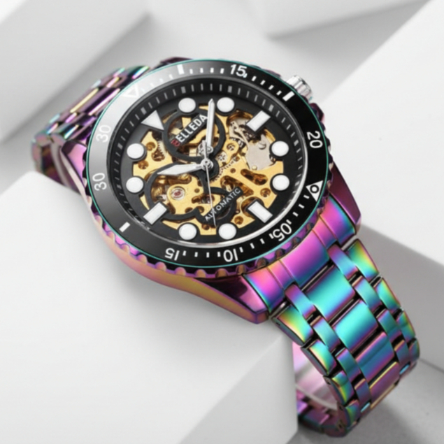 Jam Tangan Belleda 9352 Automatic Rantai Stainless Anti Air Classic Fashion Man Watches Original