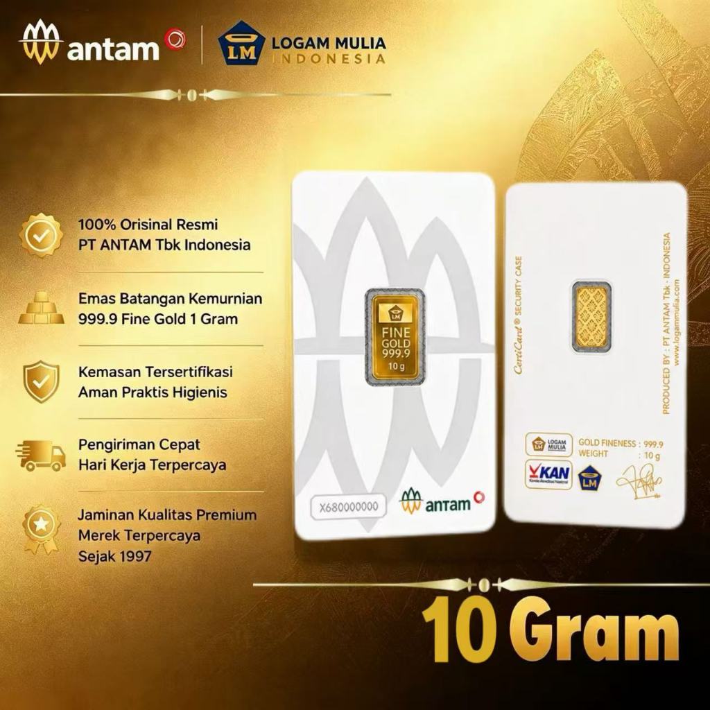 Antam Logam Mulia Emas Antam 10 Gram Emas Logam Mulia Antam10 Gram