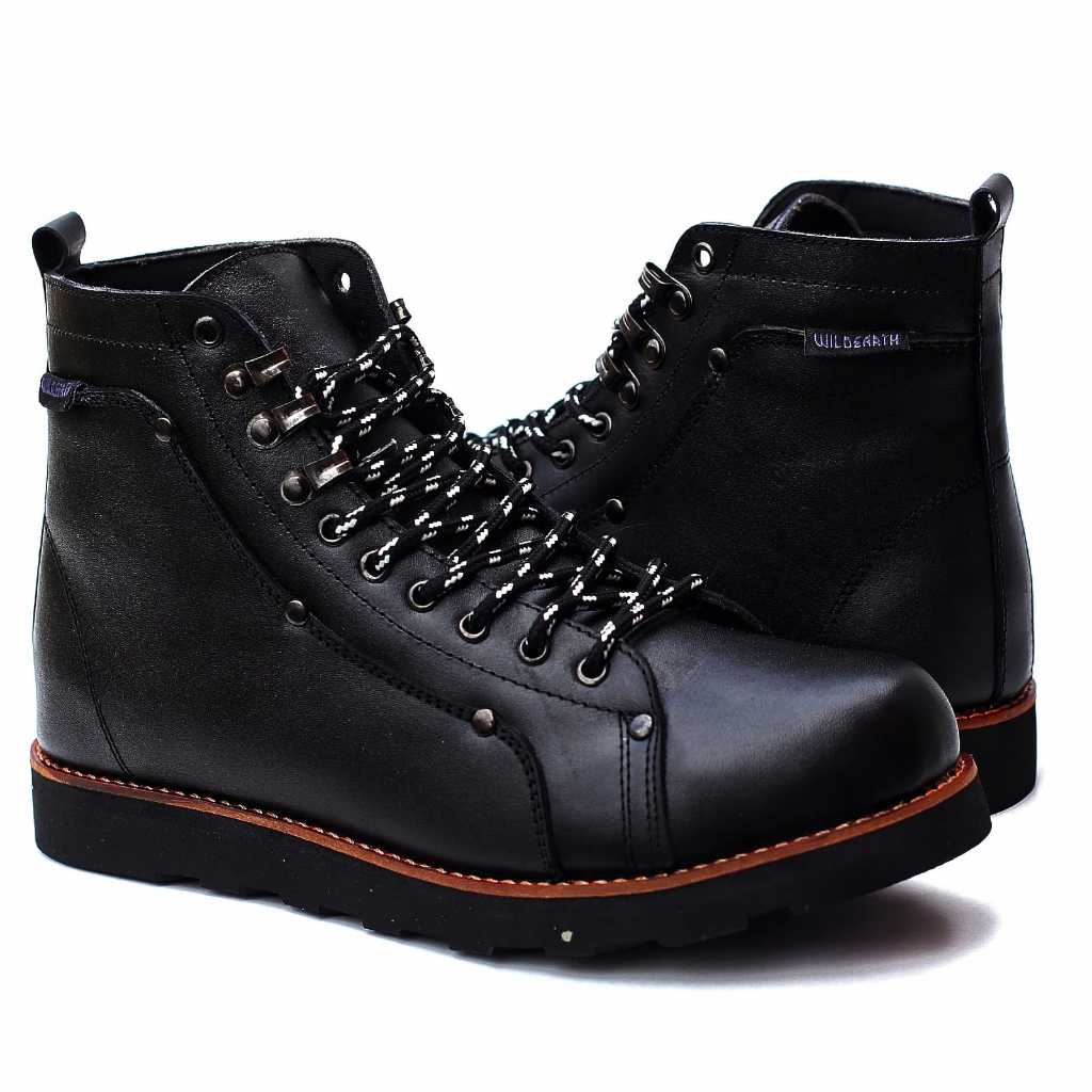 IGOR - Sepatu Casual Pria Kulit Asli Boots High FullBlack Pria
