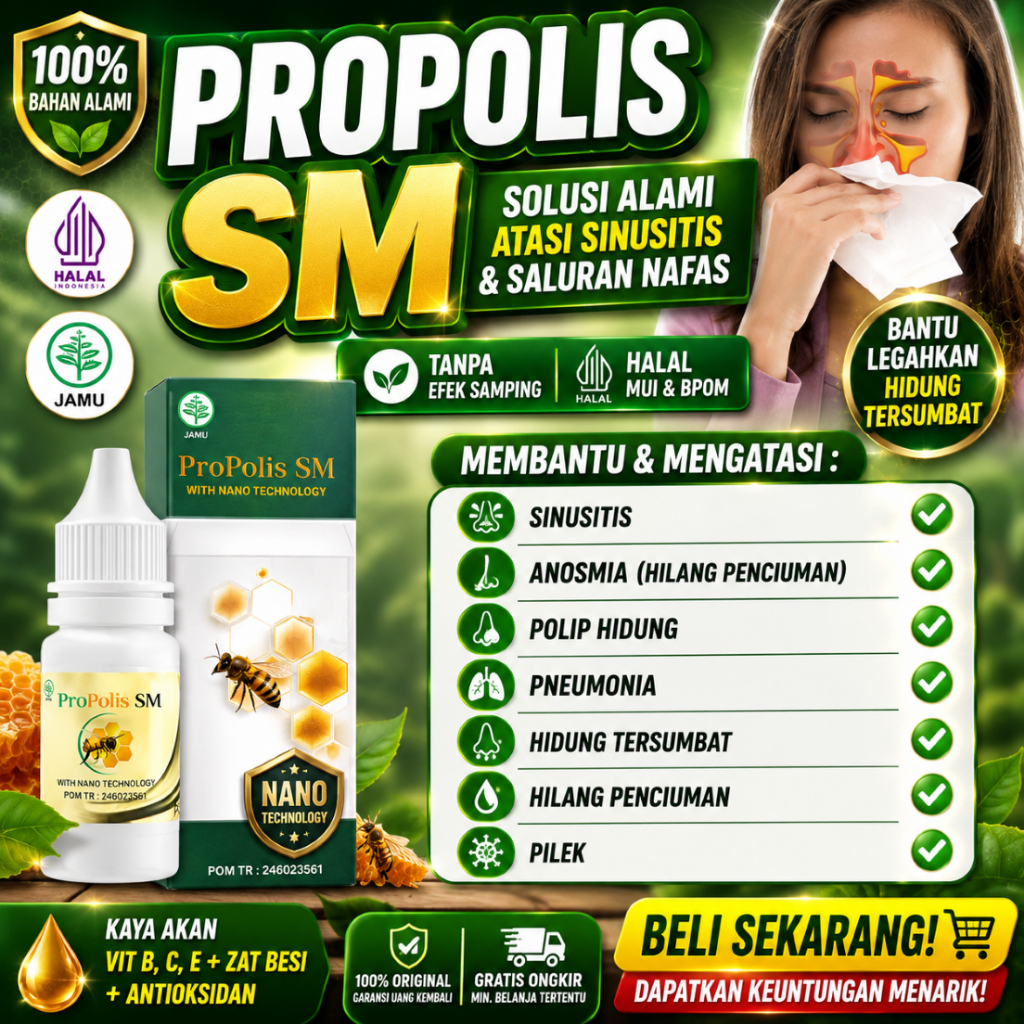 Propolis SM Original Untuk Sinusitis Polip Hidung Hidung Tersumbat Anosmia Herbal BPOM
