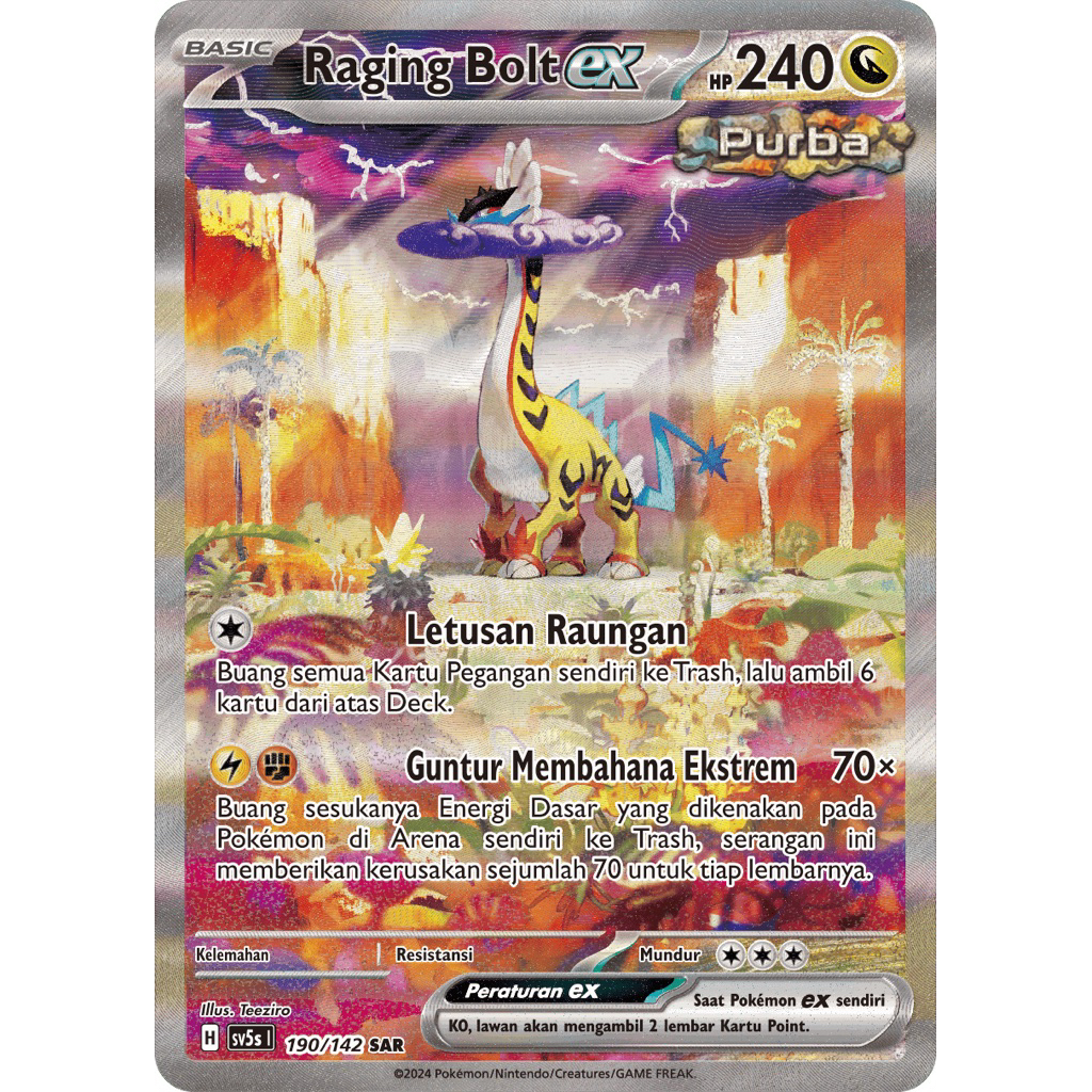Raging Bolt EX #190 SAR Paradoks Andalan - Kartu Pokemon TCG Original Indonesia