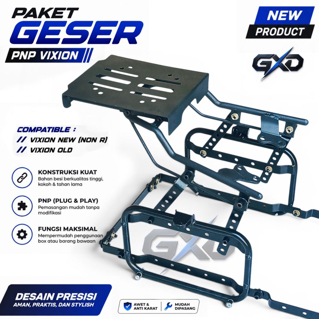 Paket Geser PNP VIXION NEW & OLD – Bracket Side Box & Top Box Plug & Play Besi Tebal Anti Karat