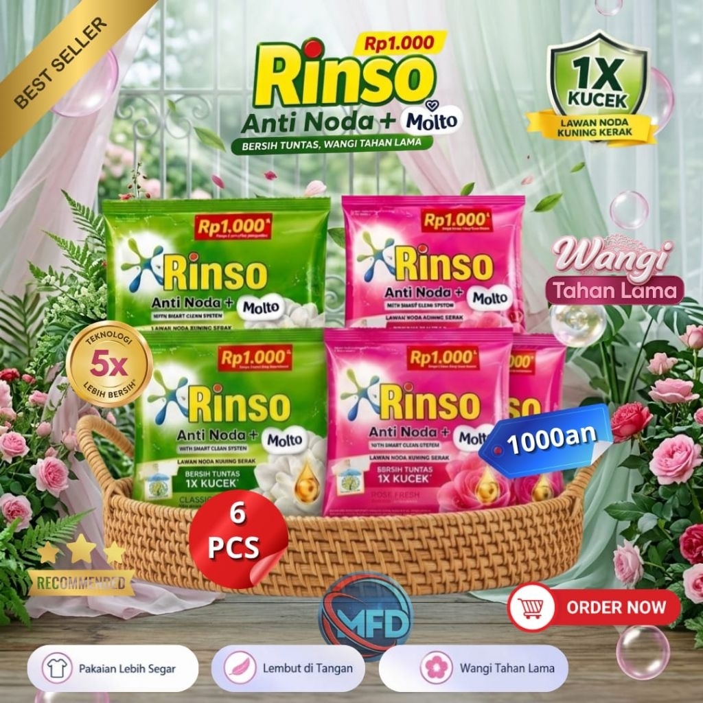 (1 RENCENG) RINSO BUBUK RENCENG ISI 6 SACHET
