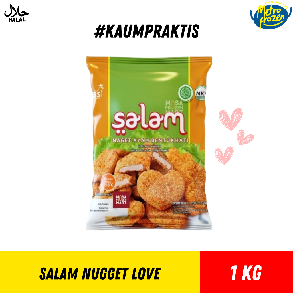 SALAM Nugget Pipih & Love 1kg //nugget ayam pipih //nugget bentuk hati love