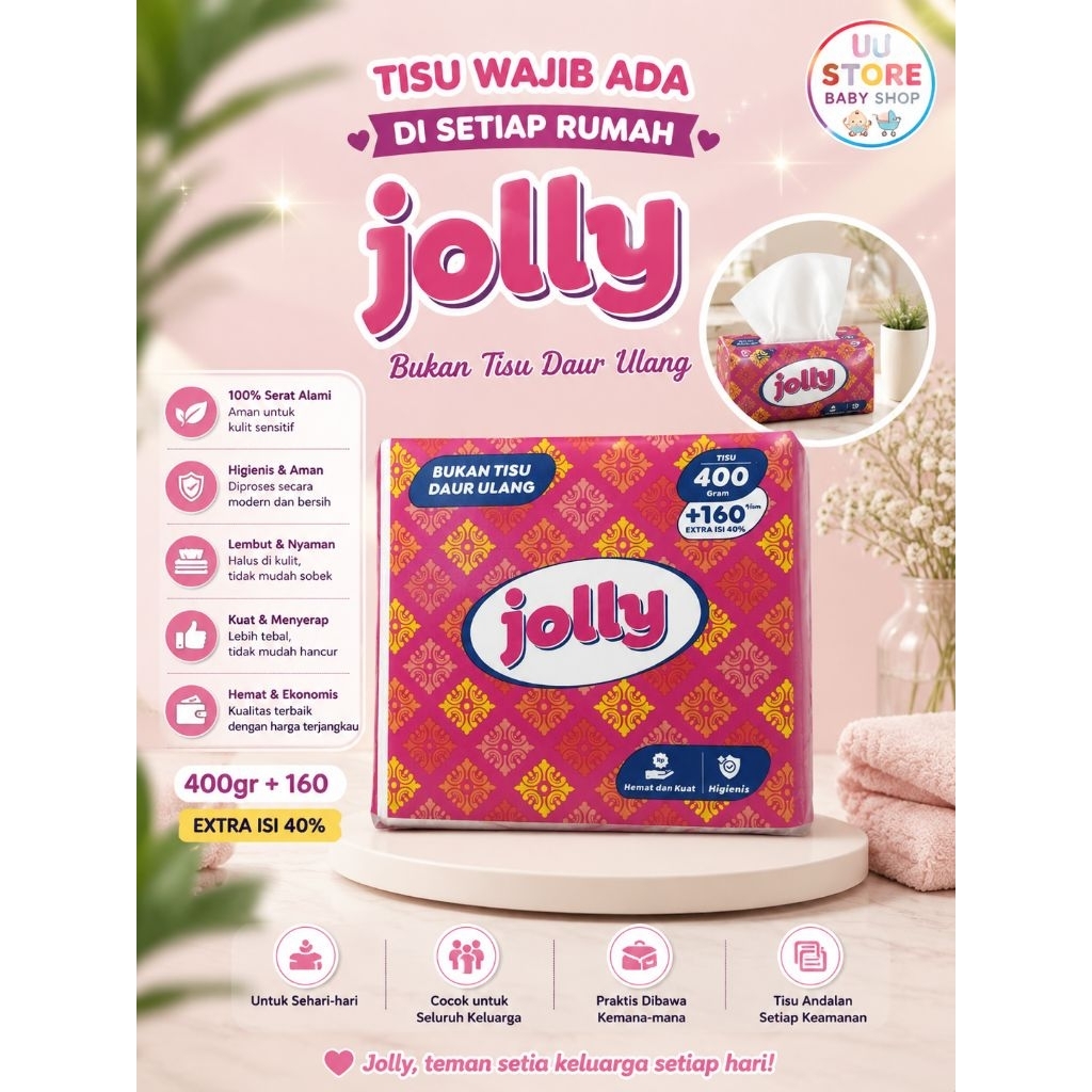Tissue Jolly facial 560gram Tissue facial murah / Tisu facial jolly / Tisu Jolly Tisue Jolly murah