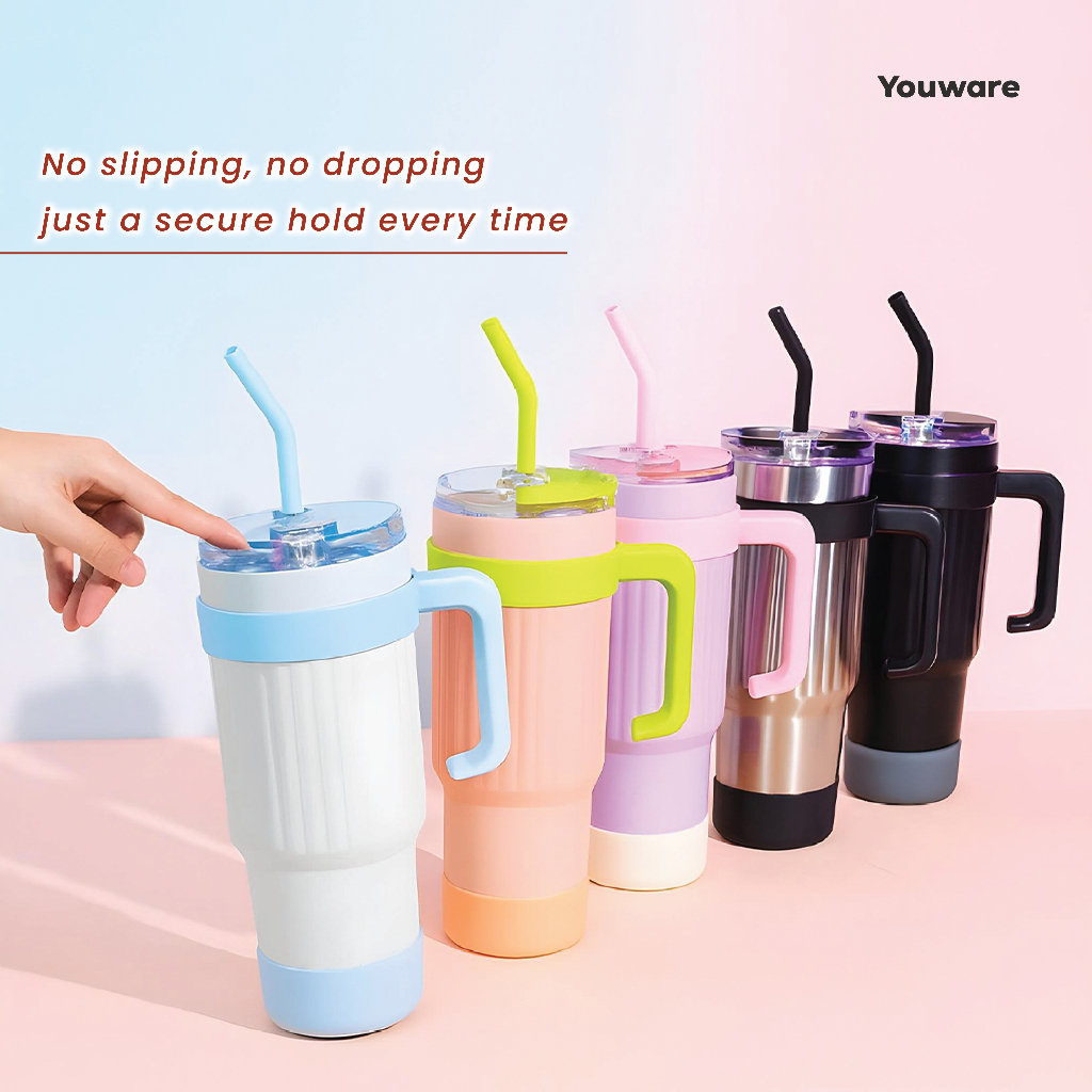 Youware Noire Tumbler Stainless 1200ml 40oz Aesthetic Handle Botol Minum Tahan Panas Dingin SUS304