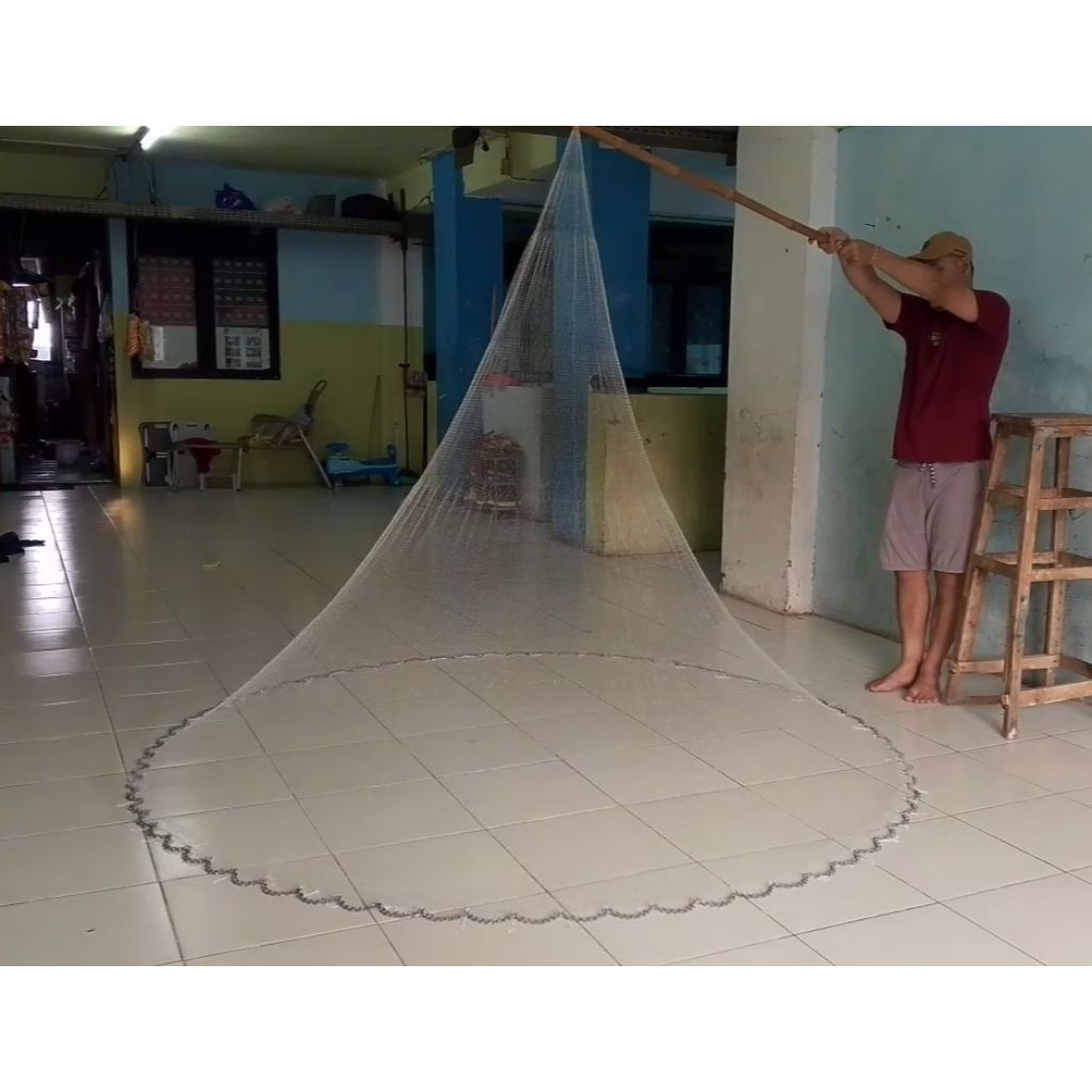 JALA CAP IKAN UDANG JALA IKAN JALA UDANG 2,7  METER BAHAN SENAR JALA LEMPAR SIAP PAKAI