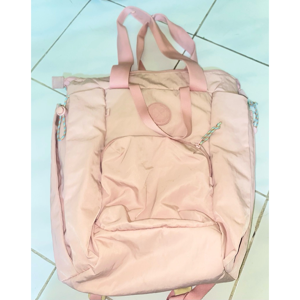 Preloved tas totepack ransel export 3in1 light pink ori 14 inch