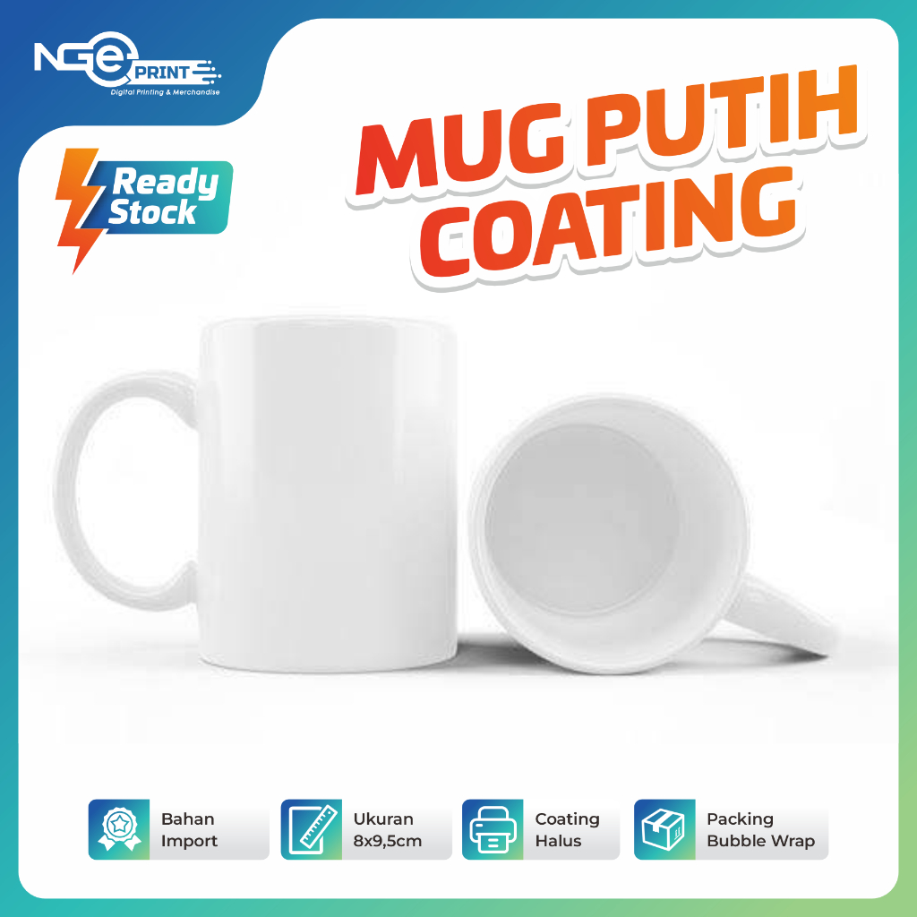 MUG PUTIH POLOS  KERAMIK COCOK UNTUK SABLON