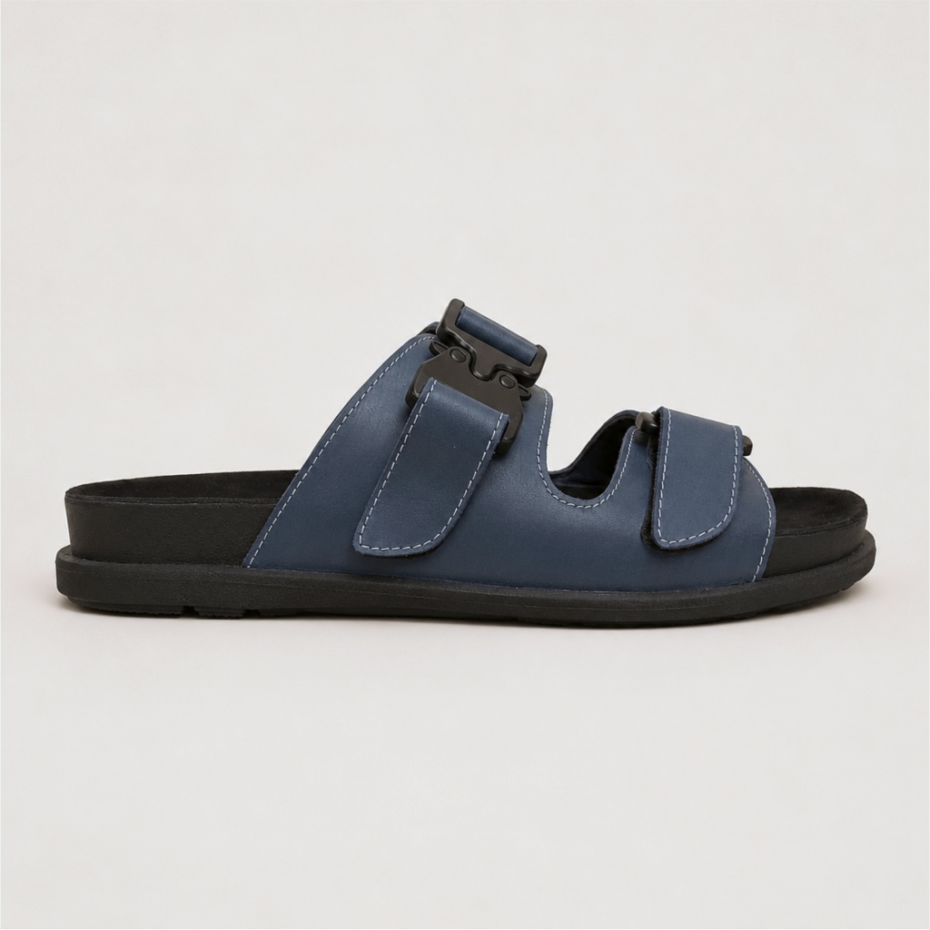 Jull Studio Agadir - Navy Nubuck Waxed Leather | Sandal Selop Kulit Asli Original Pria