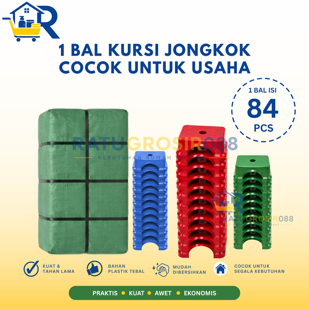 1 Bal Kursi Jongkok Plastik Isi 84 pcs /  Cocok Untuk Reseller, Toko Plastik, Toko Perlengkapan Ruma