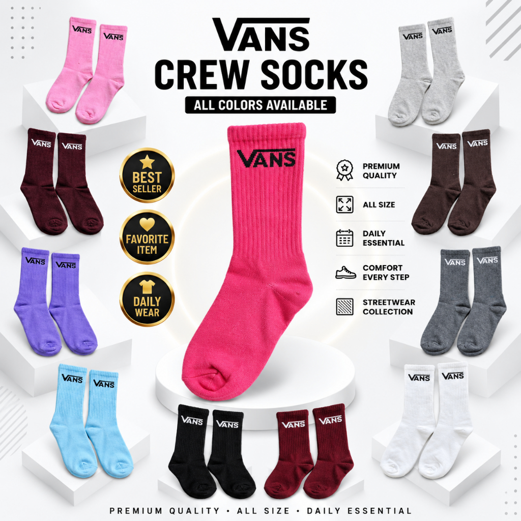 VANS CREW SOCK ORIGINAL /VANS CREW SOCK/KAOS KAKI VANS ORIGINAL INDONESIA BNWB 100%