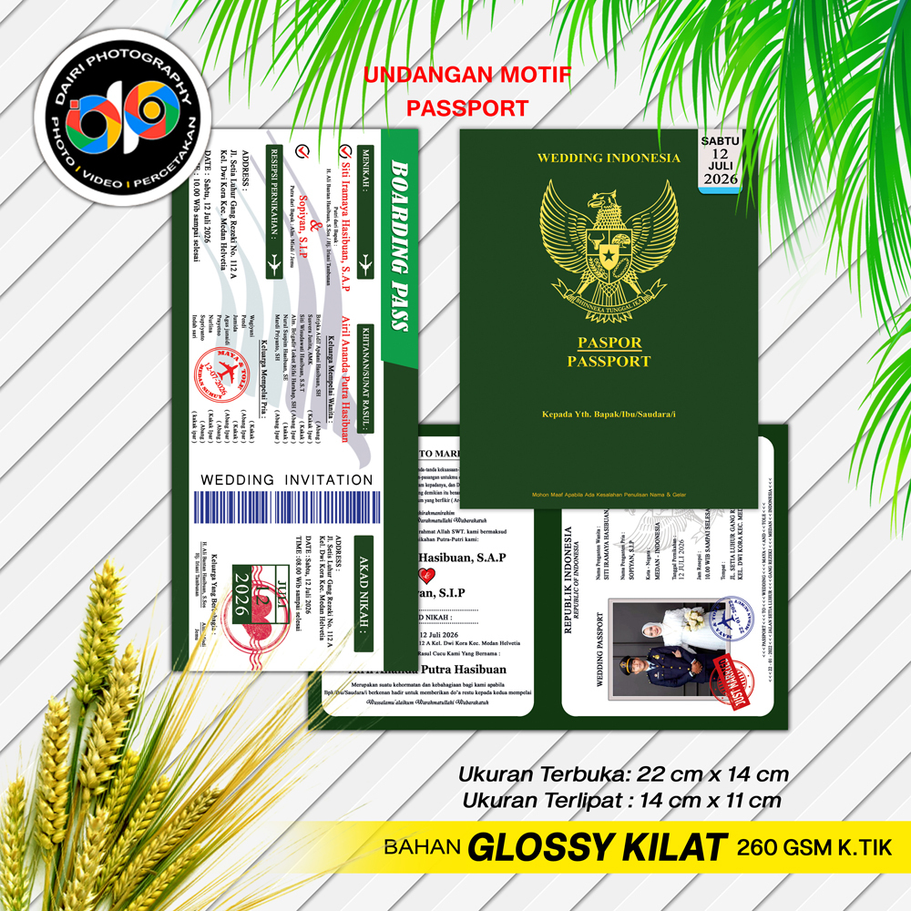 UNDANGAN MOTIF PASPORT/UNDANGAN UNIK/UNDANGAN MURAH/ELEGAN
