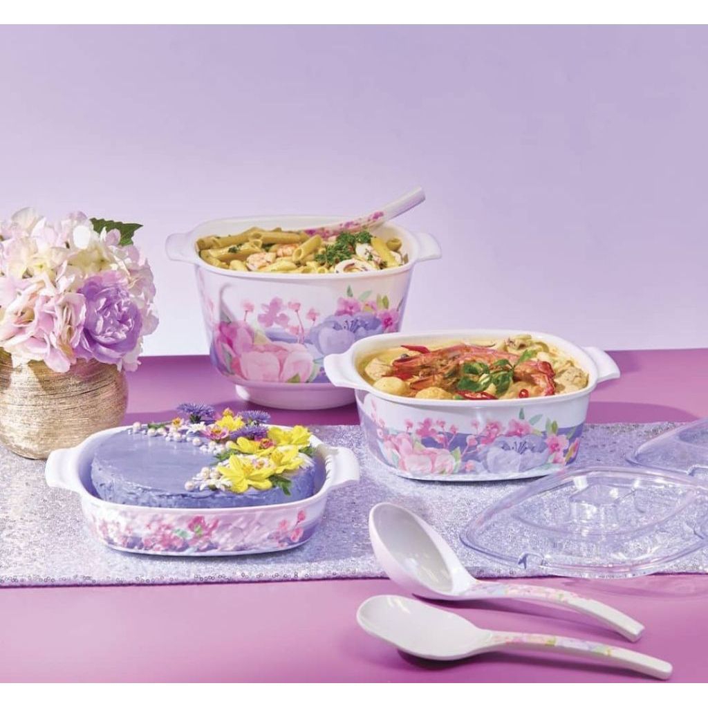 Tupperware melamine trio violetta server 3pcs with box