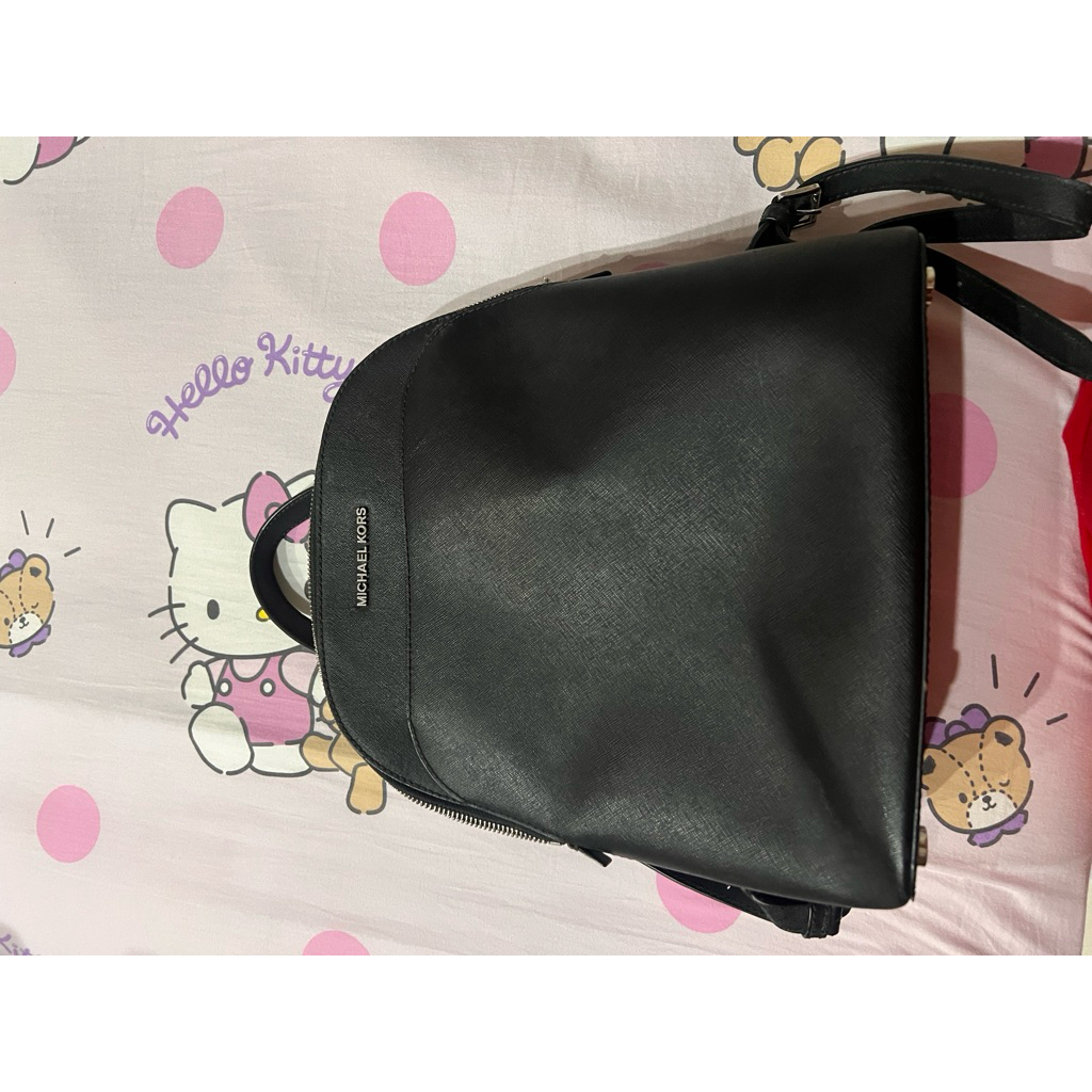 Michael Kors Emmy Large Leather Backpack Black Original Tas Ransel Kulit MK Branded