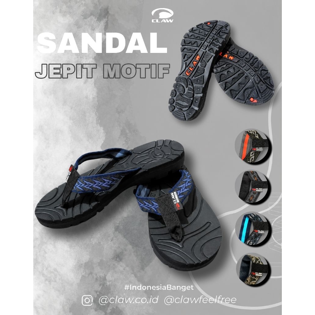 ndal Claw / Sandal Jepit Claw Motif Hitam / Sandal Jepit Claw Hitam / Sandal Outdoor / ANMOUNT