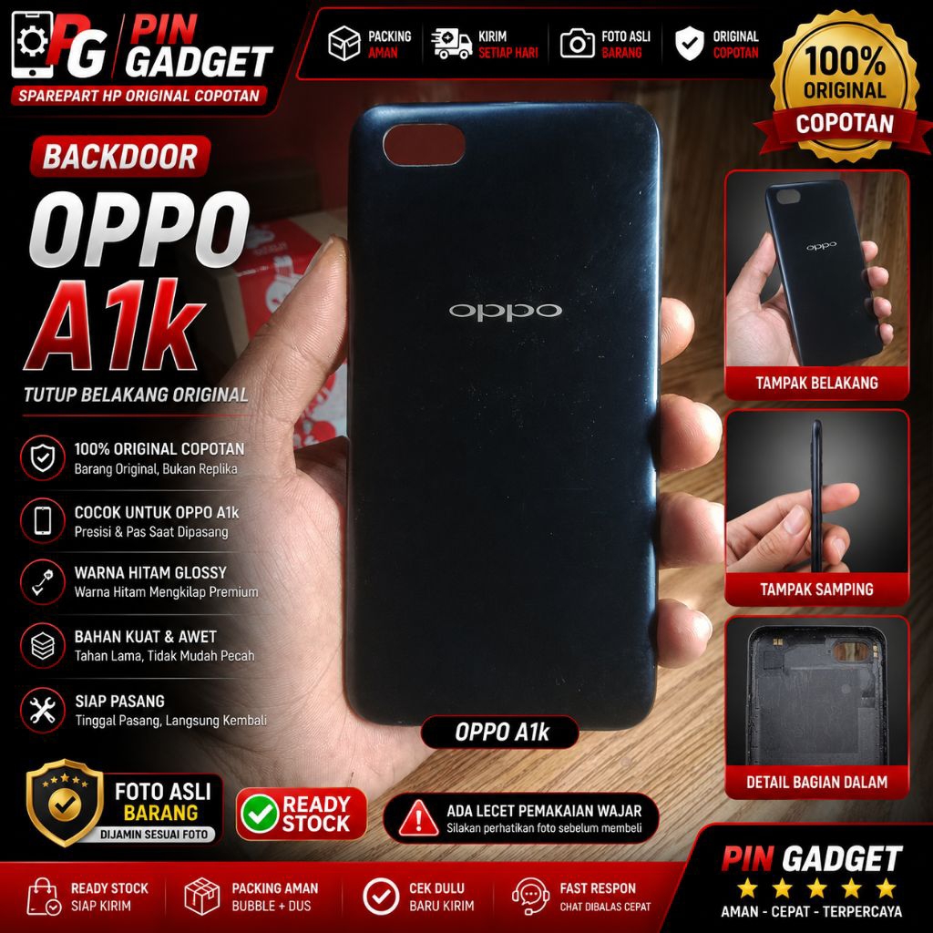 backdor housing oppo a1k pabrikan ori hitam