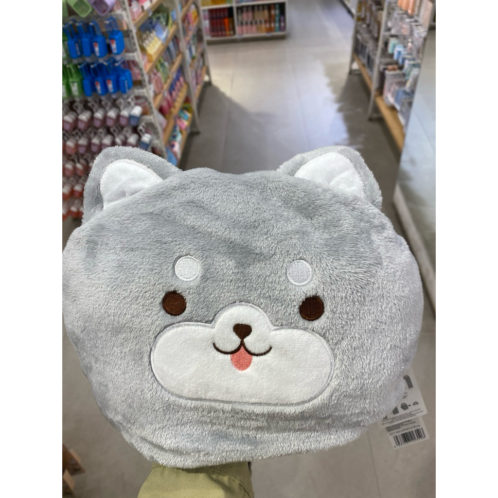 Miniso Bantal Selimut (Shiba Inu) - Cute Animal Series Hooded Blanket (BalMut)