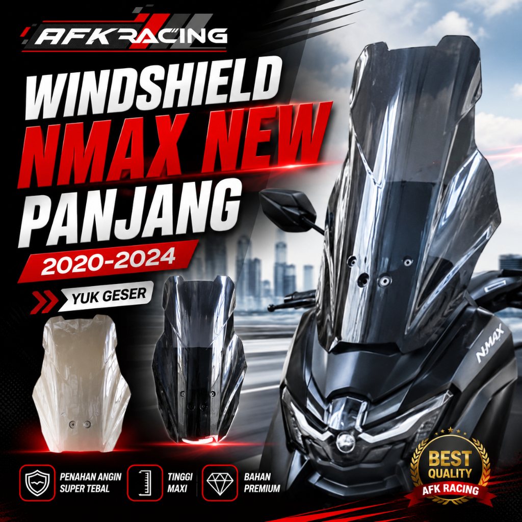 Visor / Windshield All New Motor Yamaha NMAX 2020 Tinggi Berkualitas Black Riben Bening Skyblue