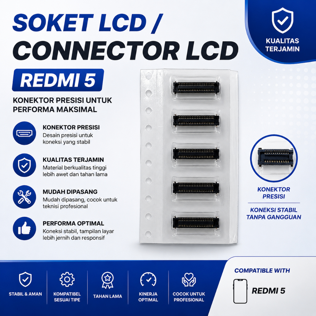 Soket LCD Redmi 5 Connector LCD Redmi 5 Konektor Layar Flexible LCD